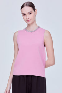 Embellished Sleeveless Knit Top