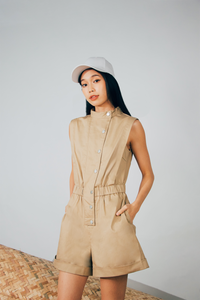 High Neck Buttoned Romper