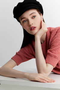 Textured Knit Half Sleeves Top