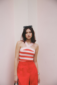 Striped Halter Knit Crop Top