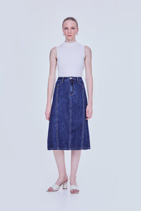 Denim Midi A-Line Skirt