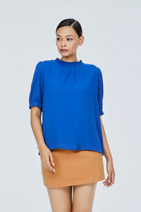 High Neck Printed Blouse