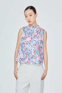 Printed High Neck Tank Top
