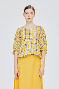 Plaid Balloon Hem Top