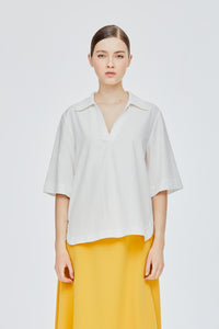 Collared Curved Hem Shirt