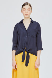 V-Neck Tie Front Blouse