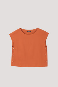 Buttoned Cap Sleeve Boxy Top