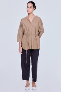 Belted V-Neck Blouse