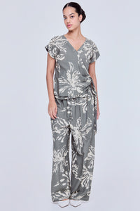 Printed Wrap Magyar Blouse