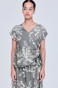 Printed Wrap Magyar Blouse