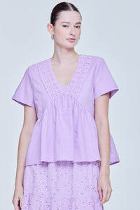 Lace Trim Empire Waist Top
