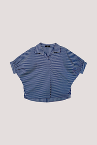 Surplice Collar Striped Blouse