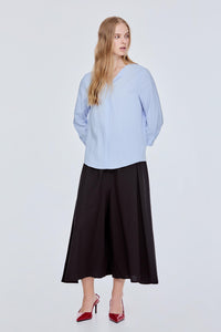 Long Sleeve Wing Collar Blouse