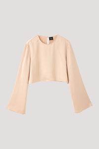 Long Sleeve Cropped Satin Top