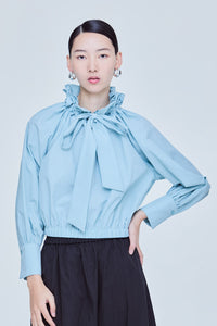 Cropped Ruffled Neck Blouse