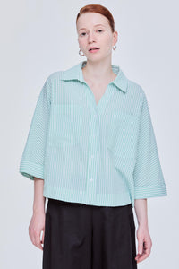 Seersucker Stripes Magyar Blouse