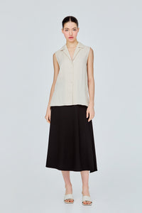 Sleeveless Notched Lapel Top