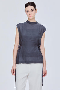 Semi Sheer Waist Ribbon Blouse
