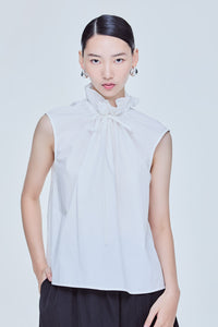 Ruffled Neck Sleeveless Blouse