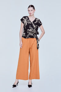 Printed Wrap Magyar Blouse