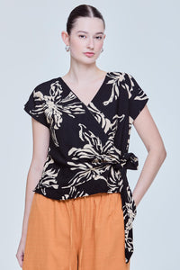 Printed Wrap Magyar Blouse