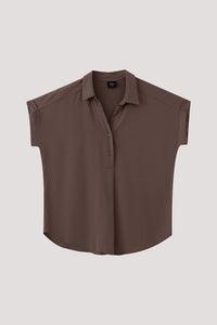 Button Tab Collared Blouse