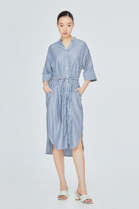 Stripes V Neck Shirt Dress