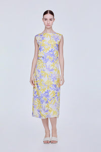 Waist Cinched Floral Midi Dress