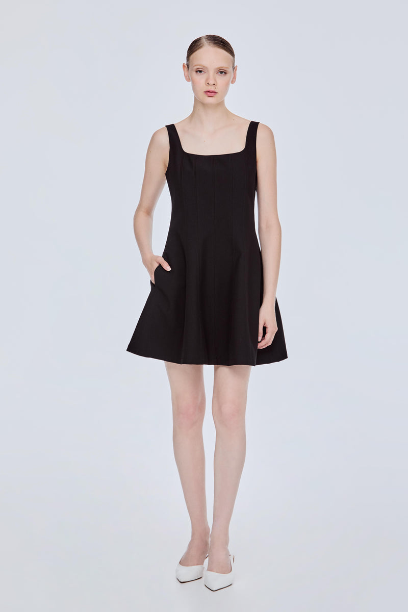 【送料&関税込】CourrA¨ges Black Polyester Mini Dress KD3768_Serge_Mini_Dress_Black_