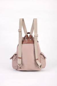 Drawstring Flap Backpack - Khaki Brown