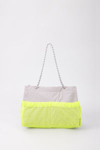 Mesh Overlay Rope Handle Tote - Grey