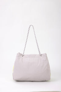 Mesh Overlay Rope Handle Tote - Grey
