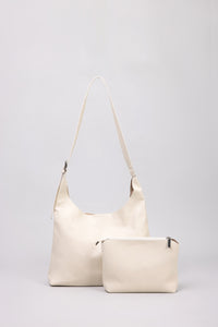 Slouchy Shoulder Bag with Pouch - Cream