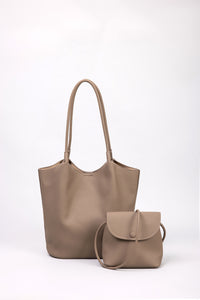 Soft Tote with Mini Flap Bag - Khaki