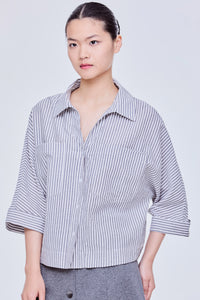 Seersucker Stripes Magyar Blouse
