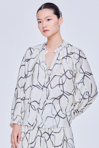 Printed V-Neck Blouse