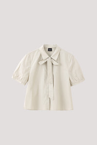 Lacing Collar Short Sleeve Shirt