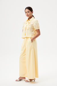 Lacing Collar Short Sleeve Shirt