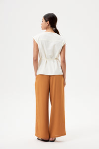 Low V-neck Button Down Vest Top