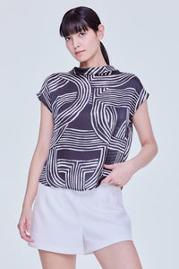 Printed Rolled Collar Blouse