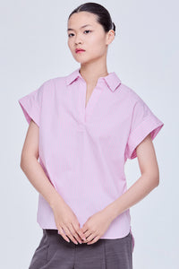 Collared V Neck Magyar Blouse