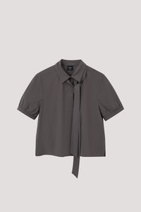 Lacing Collar Short Sleeve Shirt