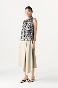 Printed High Neck Sleeveless Top