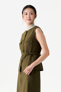 Belted Woven Vest Top