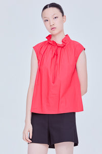 Ruffled Neck Sleeveless Blouse