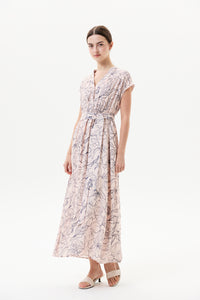 Printed Magyar Midi Dress
