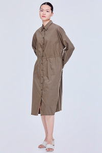 Gathered Waist Shirt Dress
