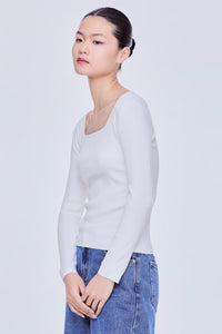Square Neck Long Sleeve Knit Top