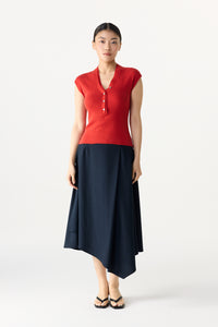 Double V-Neck Magyar Knit Top