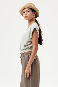 Faux Two-Piece Magyar Knit Top